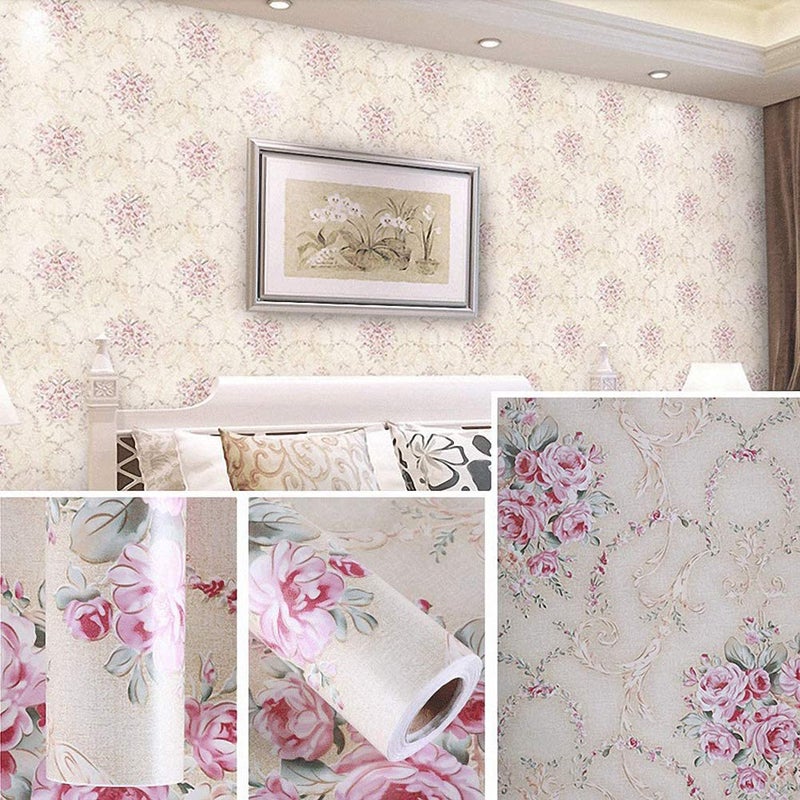 LIFAVOVY Vintage Rose Floral Peel and Stick Wallpaper Decorative Wall Paper Removable Self Adhesive Shelf Liner Roll 17.7 Inch x 32.8 FT - Image 2